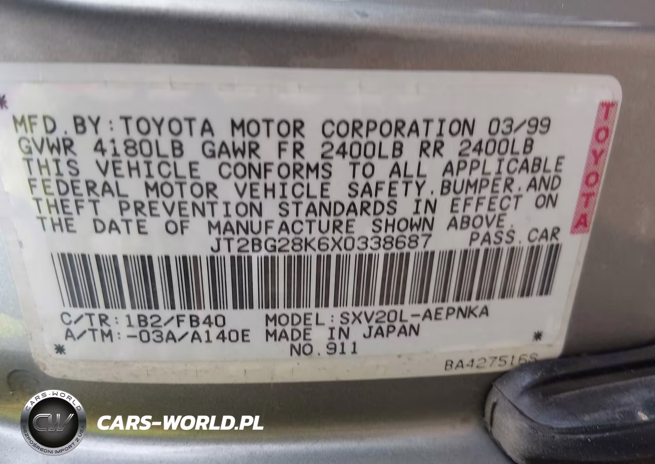 1999 Toyota Camry Le VIN:JT2BG28K6X0338687 - 9