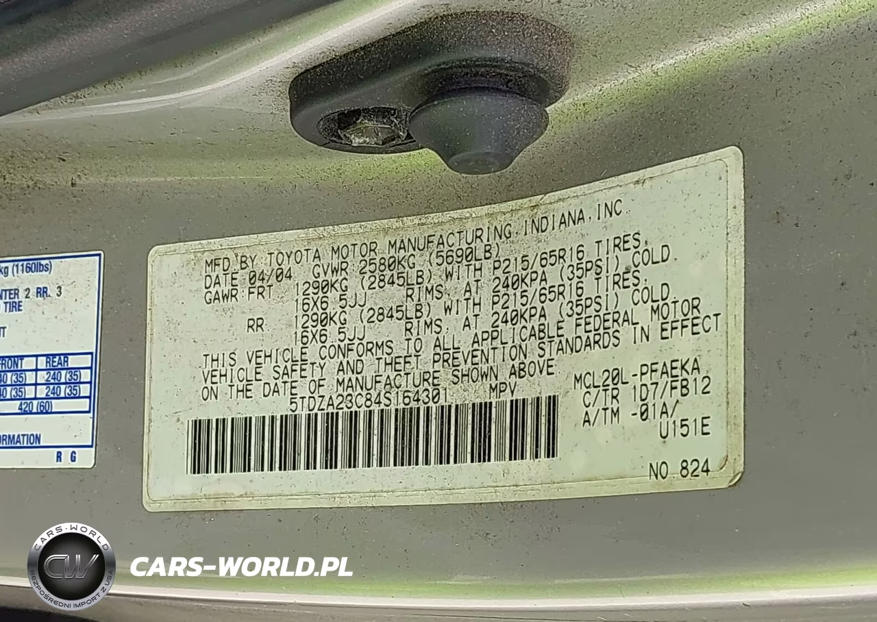 2004 Toyota Sienna Le VIN:5TDZA23C84S164301 - 9