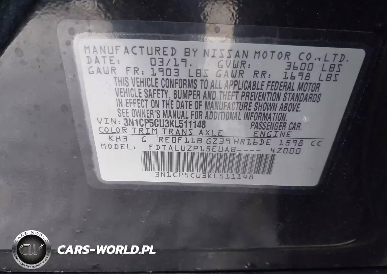 2019 Nissan Kicks Sr VIN:3N1CP5CU3KL511148 - 9