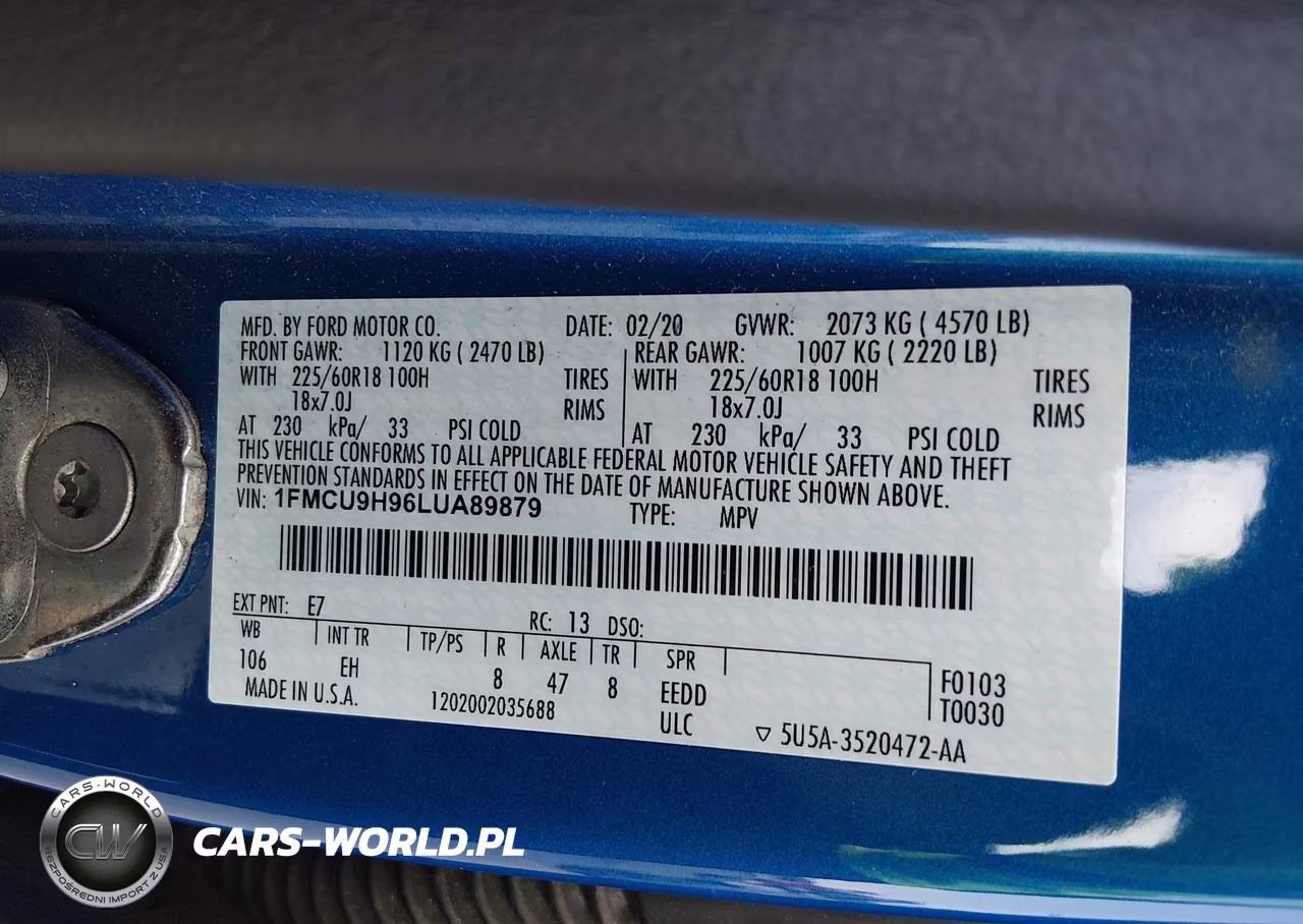2020 Ford Escape Sel VIN:1FMCU9H96LUA89879 - 9