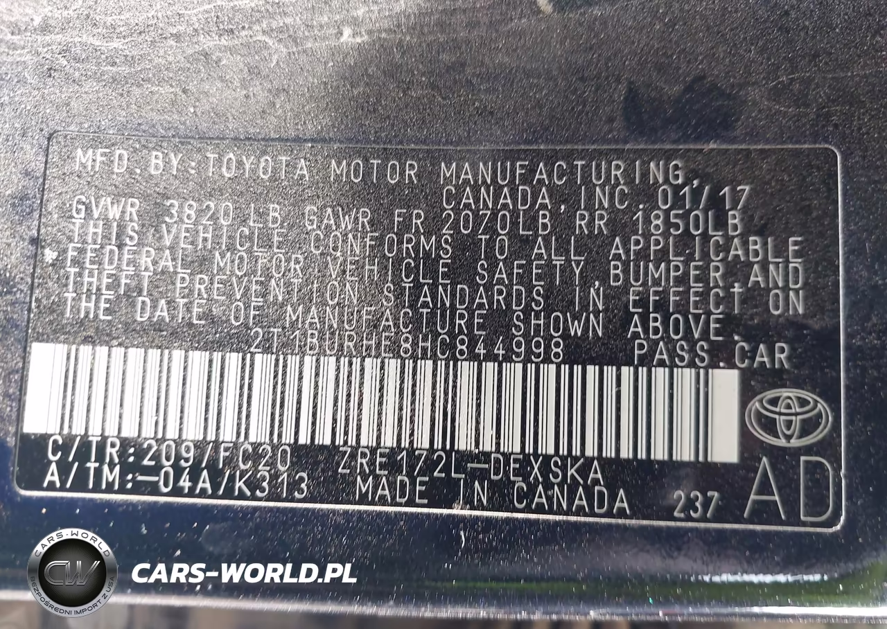 2017 Toyota Corolla Se VIN:2T1BURHE8HC844998 - 9