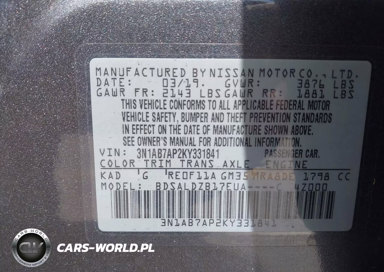 2019 Nissan Sentra Sv VIN:3N1AB7AP2KY331841 - 9