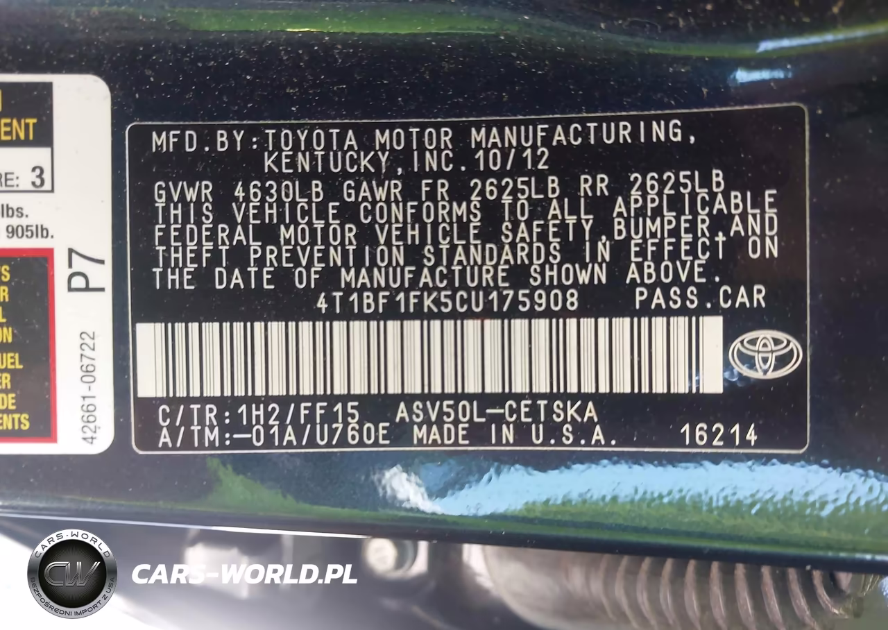 2012 Toyota Camry Se VIN:4T1BF1FK5CU175908 - 9