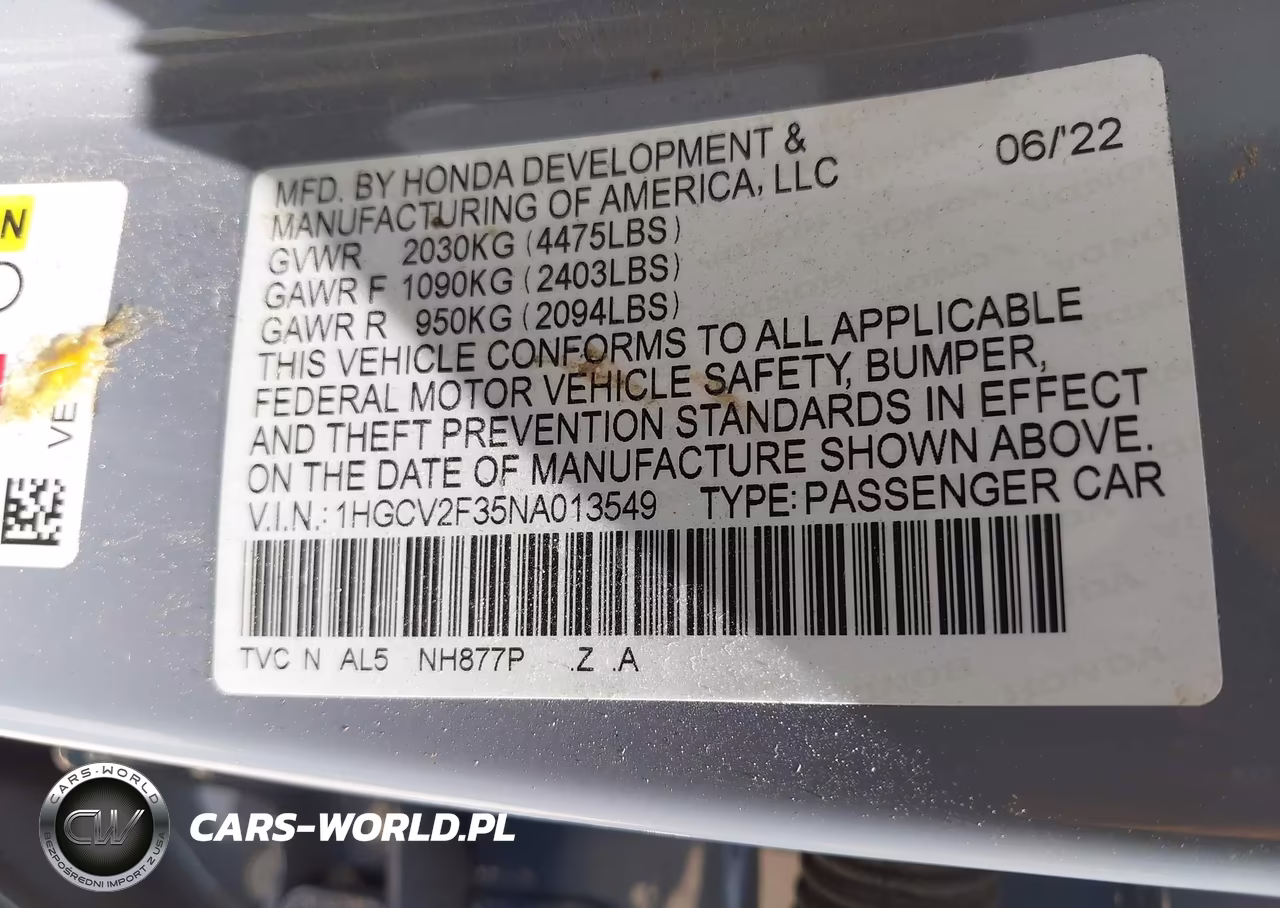 2022 Honda Accord Sport 2.0T VIN:1HGCV2F35NA013549 - 9