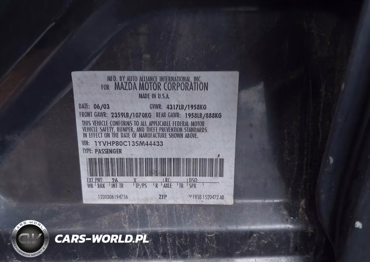 2003 Mazda Mazda6 I VIN:1YVHP80C135M44433 - 9