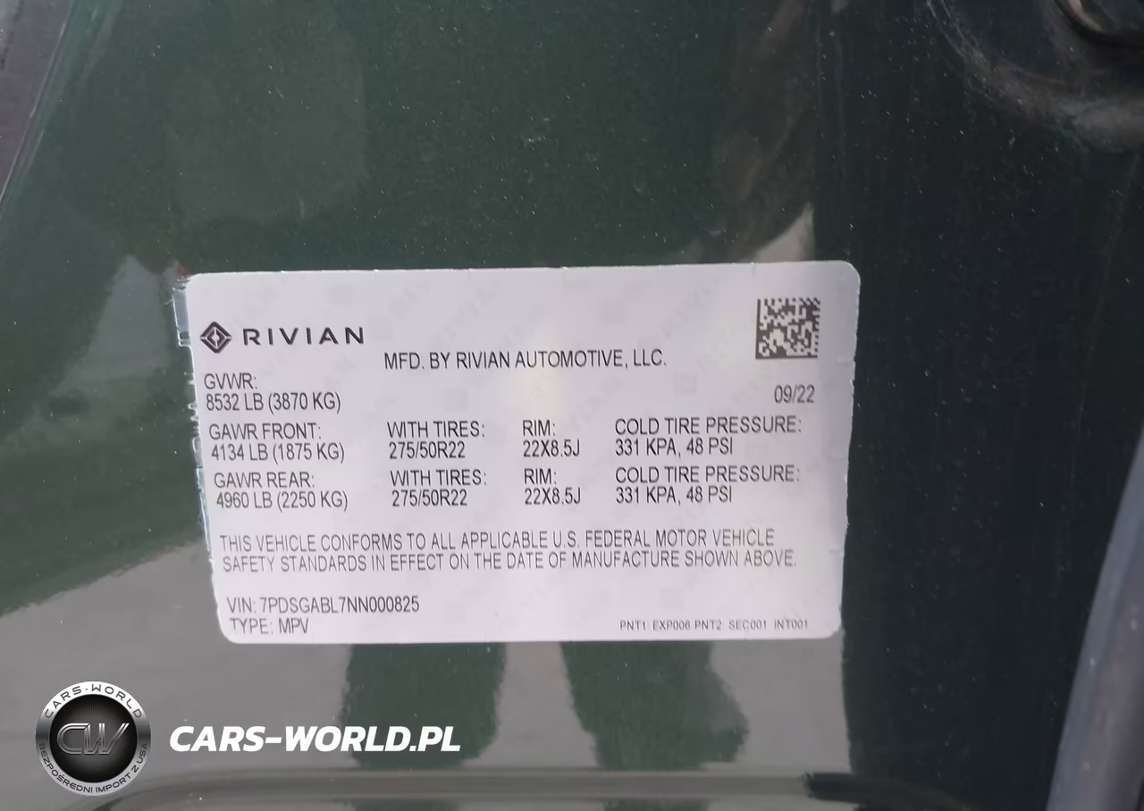 2022 Rivian R1S Launch Edition VIN:7PDSGABL7NN000825 - 9