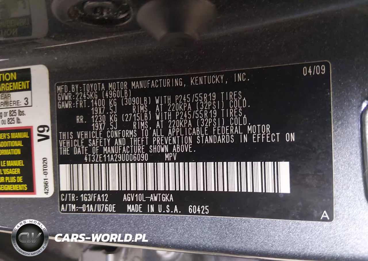 2009 Toyota Venza VIN:4T3ZE11A29U006090 - 9
