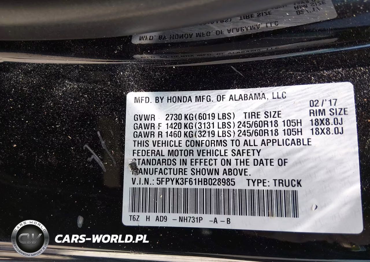 2017 Honda Ridgeline Rtl-T VIN:5FPYK3F61HB028985 - 9