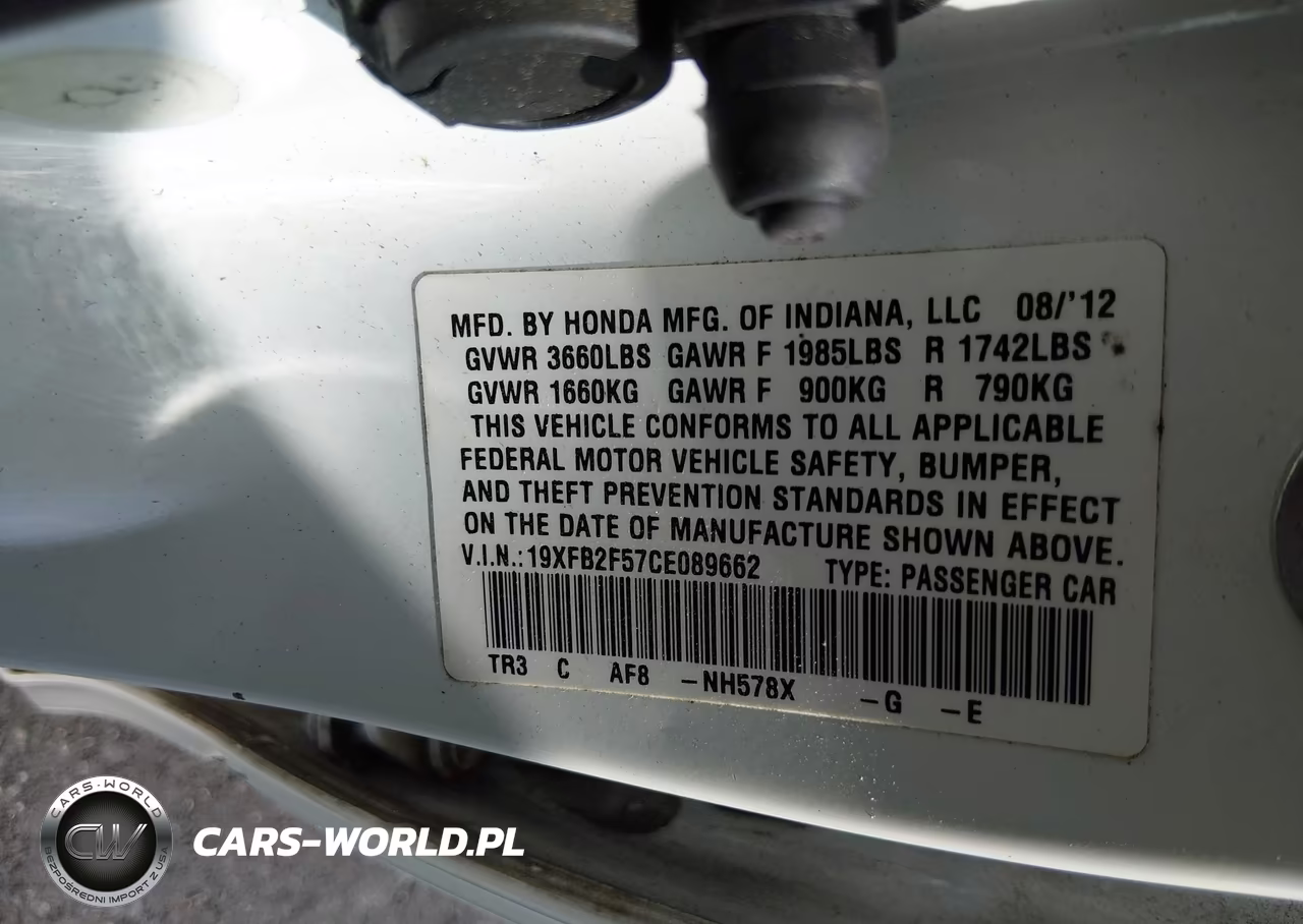 2012 Honda Civic Lx VIN:19XFB2F57CE089662 - 9