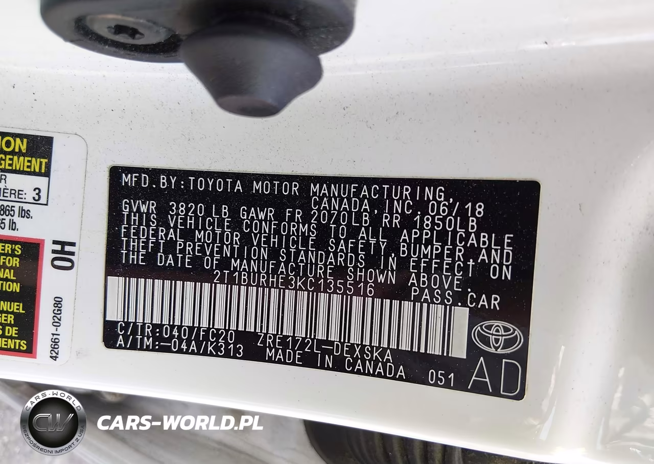 2019 Toyota Corolla Se VIN:2T1BURHE3KC135516 - 9