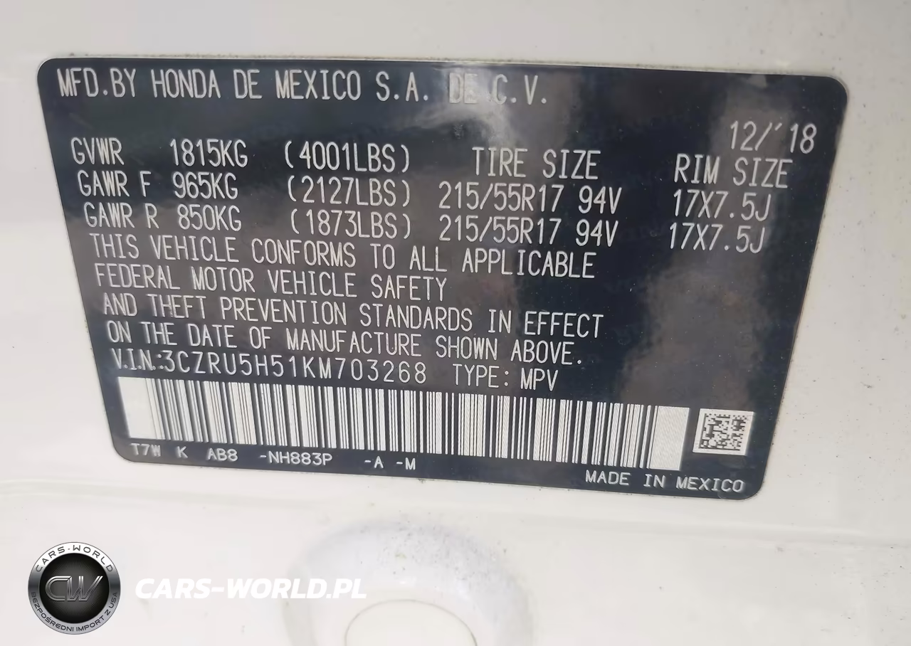 2019 Honda Hr-V Ex VIN:3CZRU5H51KM703268 - 9