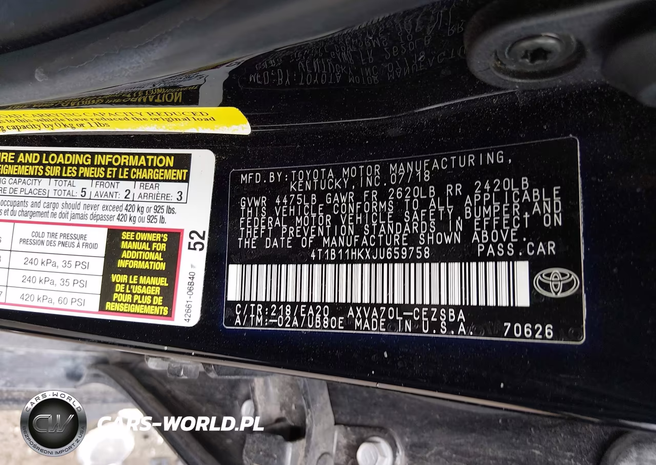 2018 Toyota Camry Se VIN:4T1B11HKXJU659758 - 9