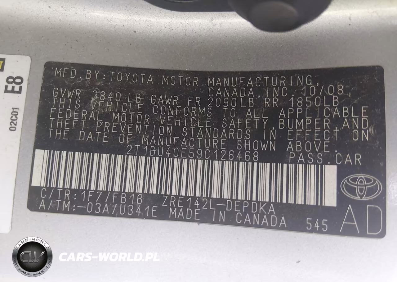 2009 Toyota Corolla Le VIN:2T1BU40E59C126468 - 9