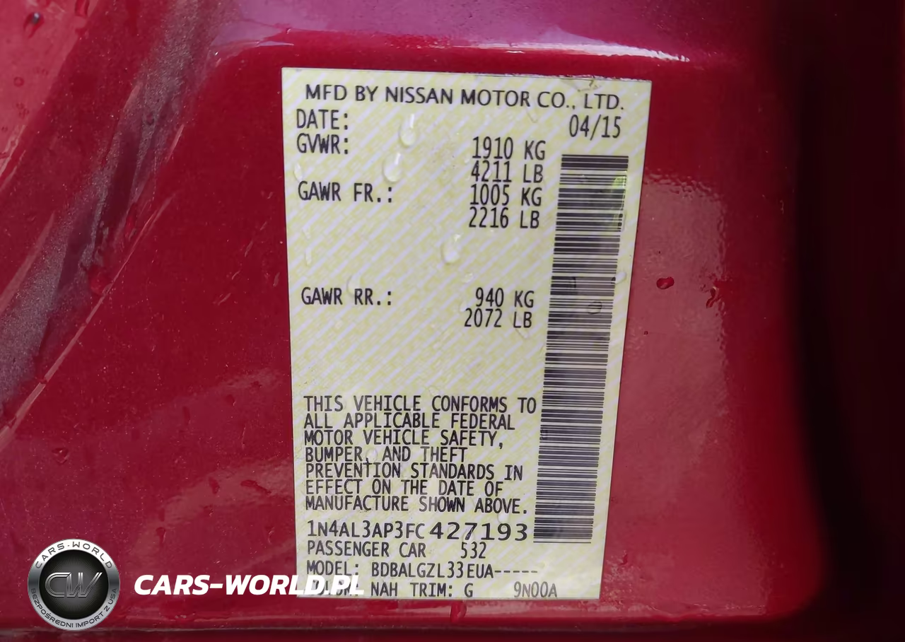 2015 Nissan Altima 2.5-2.5 S-2.5 Sl-2.5 Sv VIN:1N4AL3AP3FC427193 - 9
