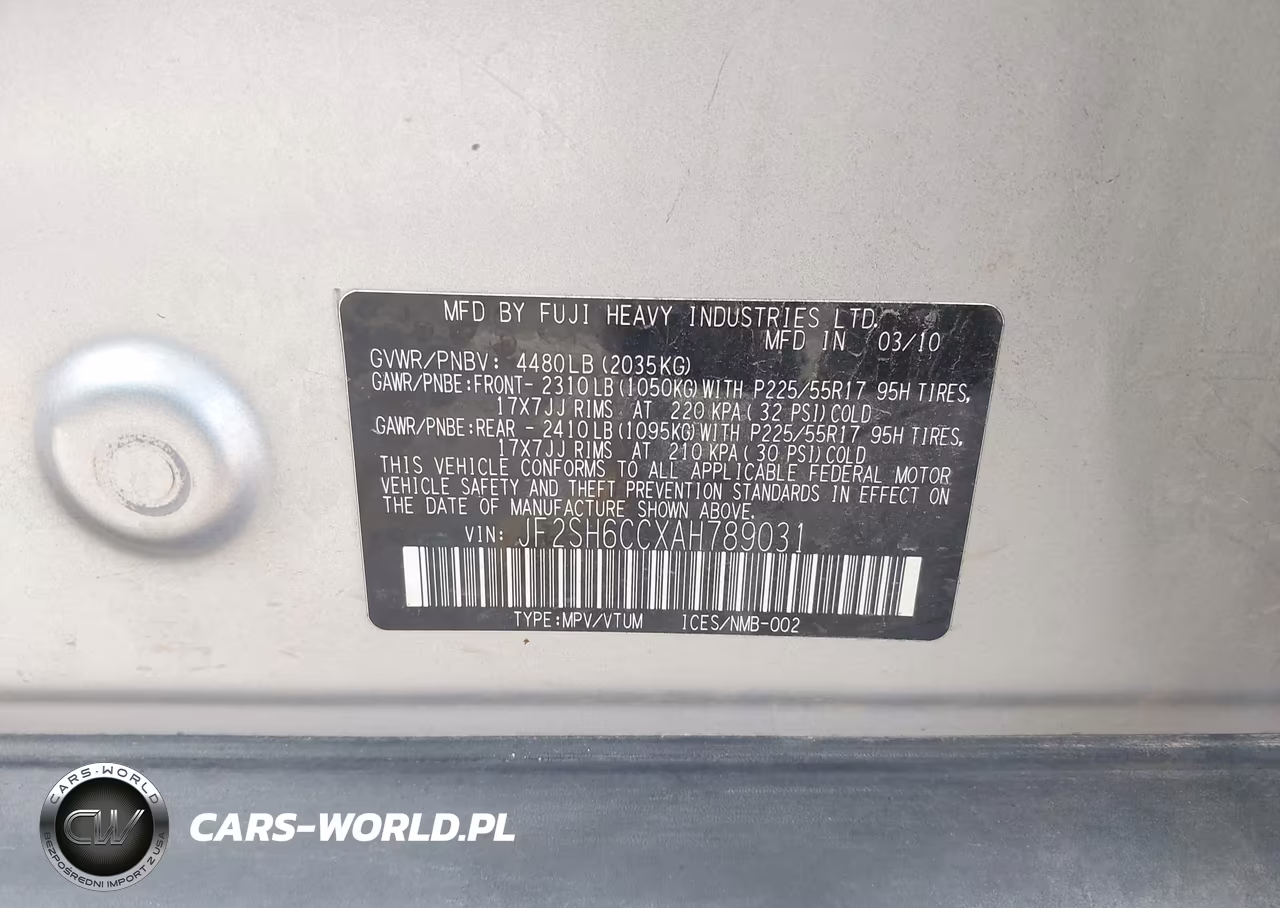 2010 Subaru Forester 2.5X Premium VIN:JF2SH6CCXAH789031 - 9