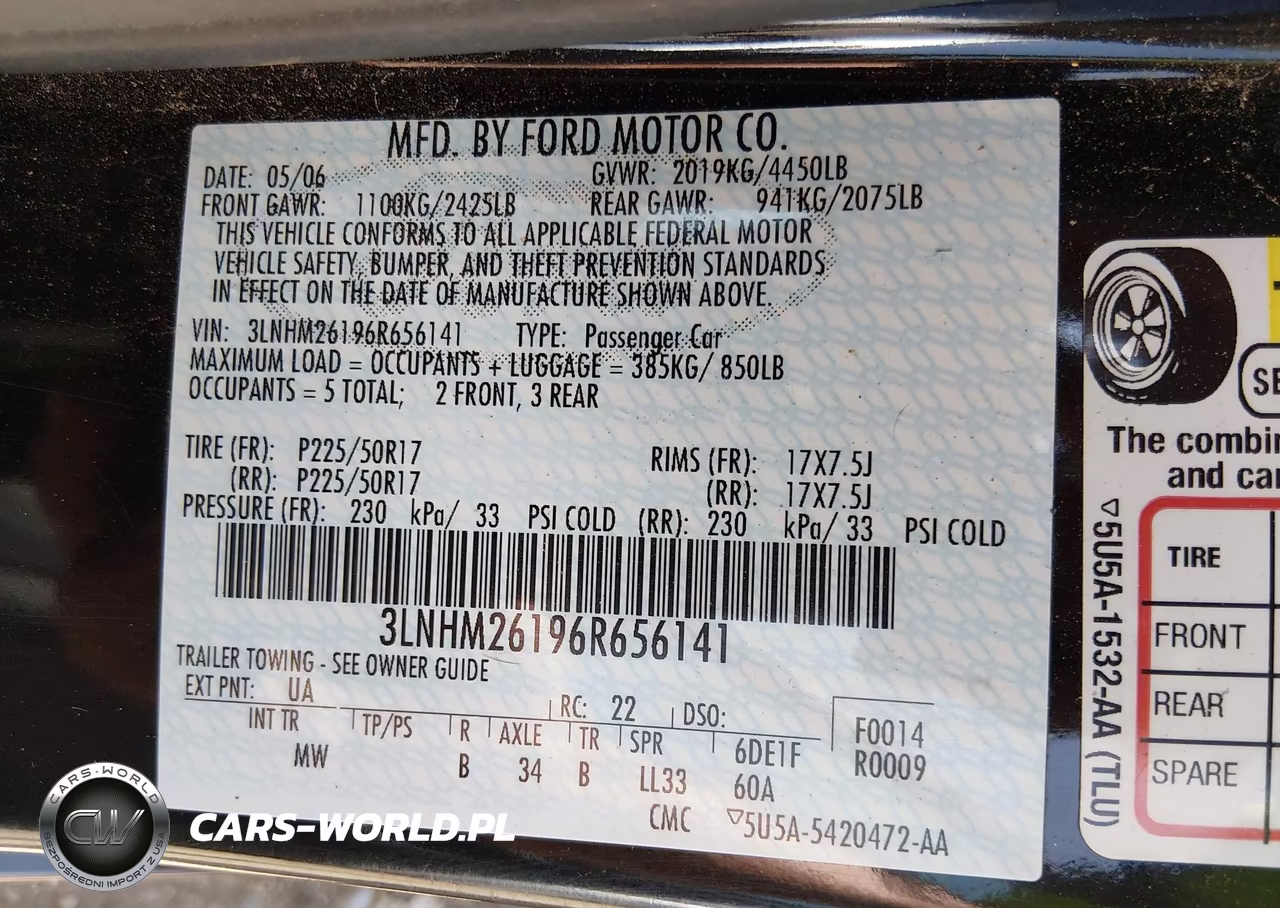 2006 Lincoln Zephyr VIN:3LNHM26196R656141 - 9