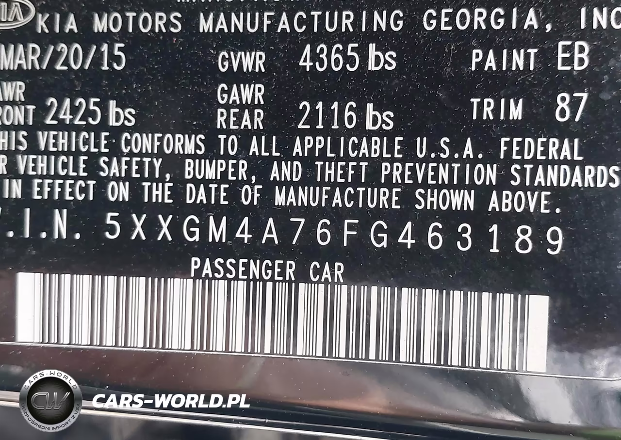 2015 Kia Optima Lx VIN:5XXGM4A76FG463189 - 9