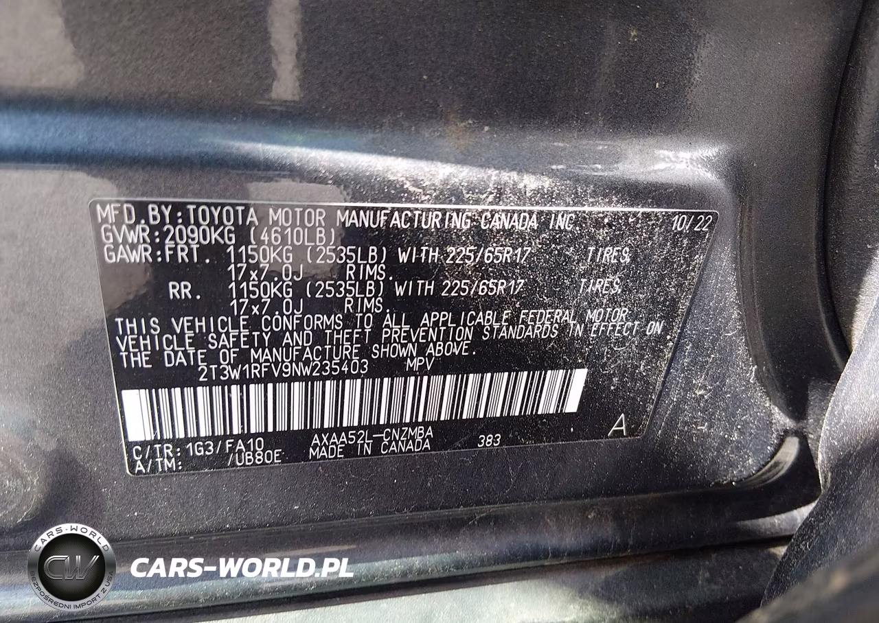 2022 Toyota Rav4 Xle VIN:2T3W1RFV9NW235403 - 9