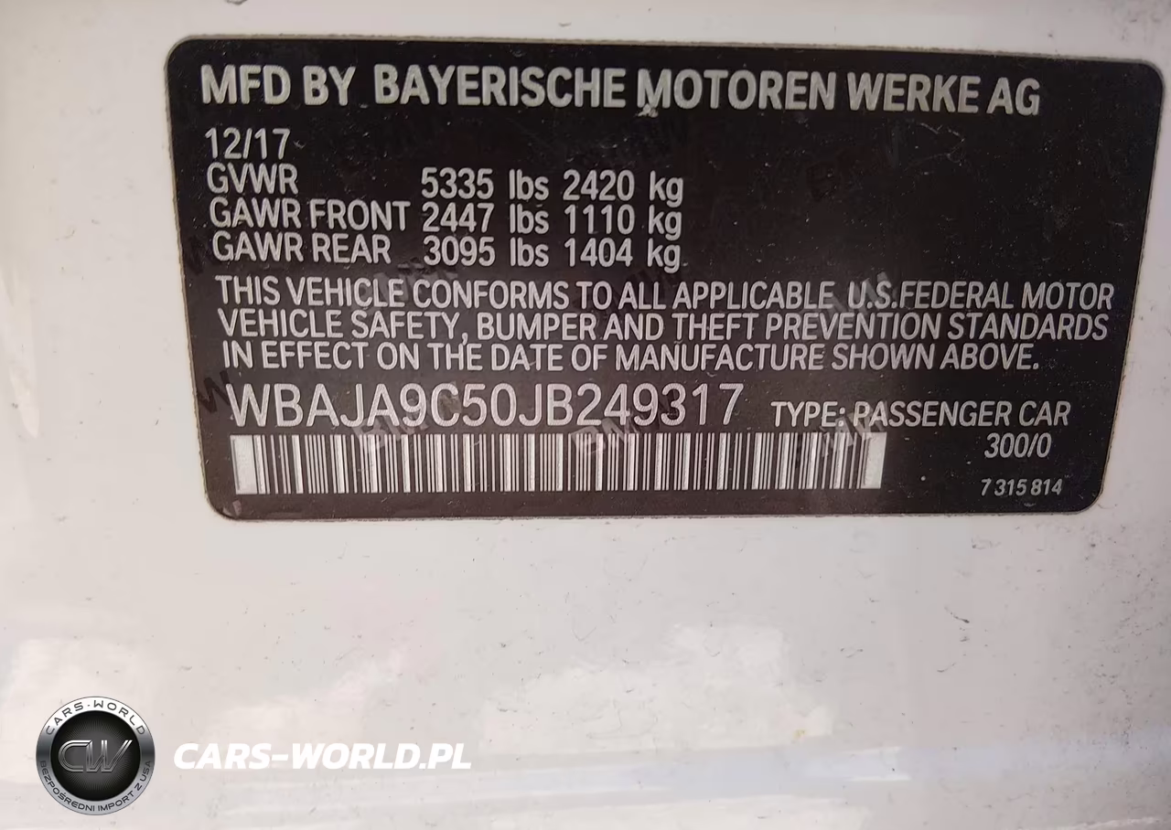 2018 BMW 530E Iperformance VIN:WBAJA9C50JB249317 - 9