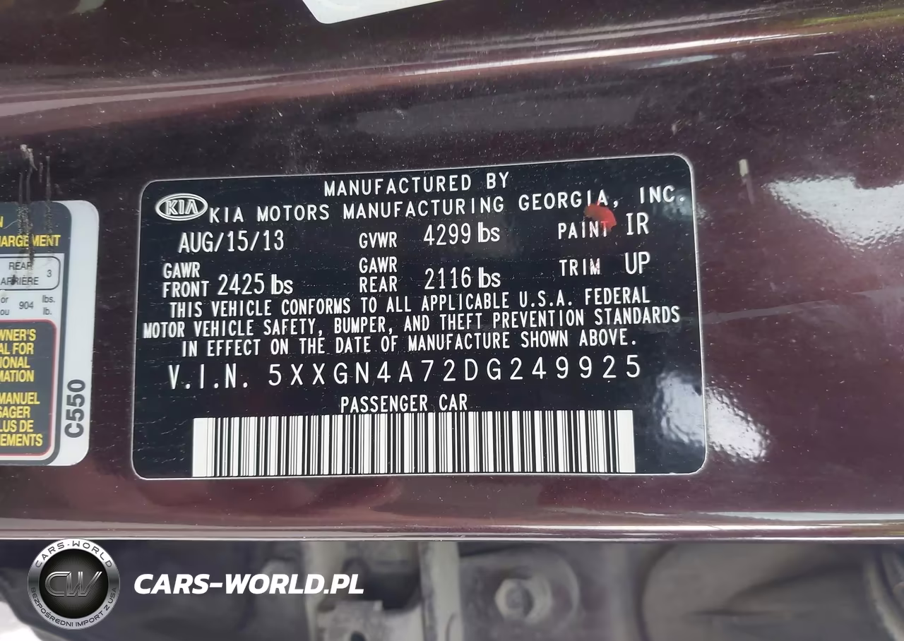 2013 Kia Optima Ex VIN:5XXGN4A72DG249925 - 9