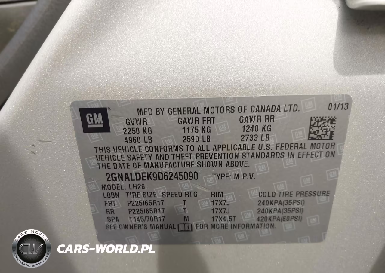 2013 Chevrolet Equinox Lt VIN:2GNALDEK9D6245090 - 9
