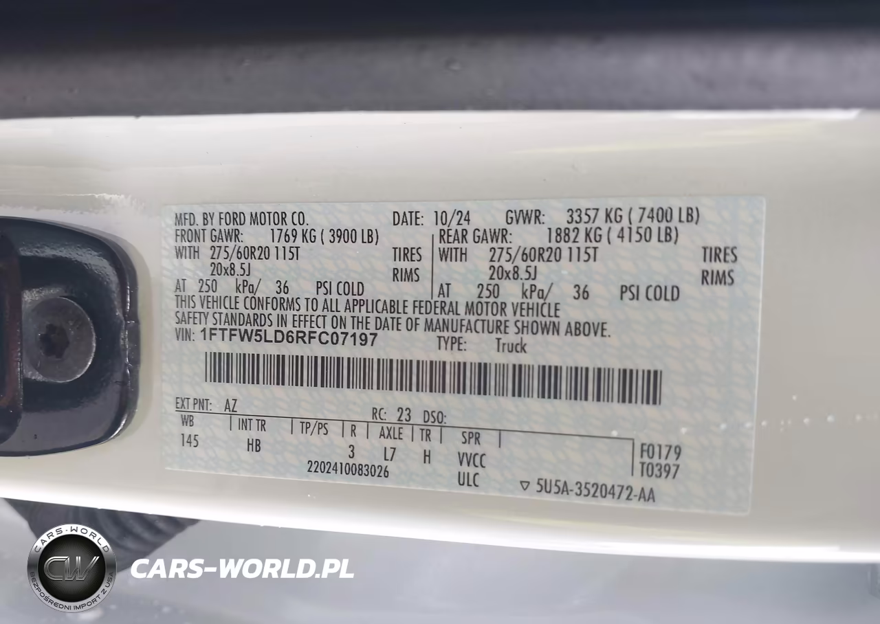 2024 Ford F-150 Lariat VIN:1FTFW5LD6RFC07197 - 9