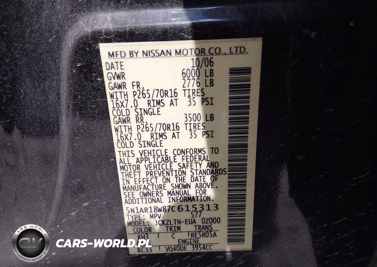 2007 Nissan Pathfinder Se VIN:5N1AR18W87C615313 - 9