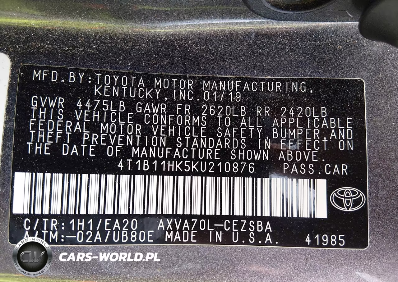 2019 Toyota Camry Se VIN:4T1B11HK5KU210876 - 9