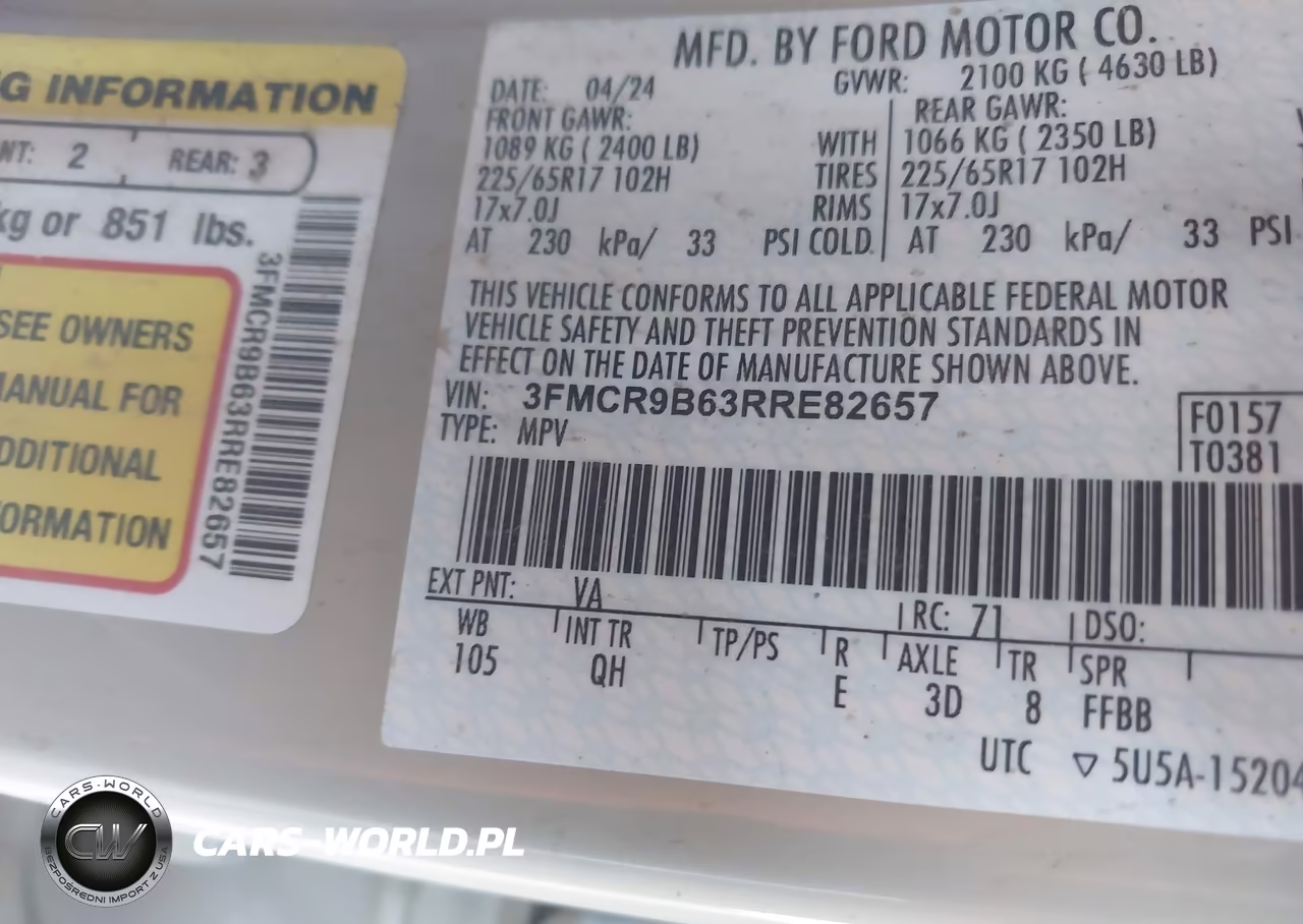 2024 Ford Bronco Sport Big Bend VIN:3FMCR9B63RRE82657 - 9
