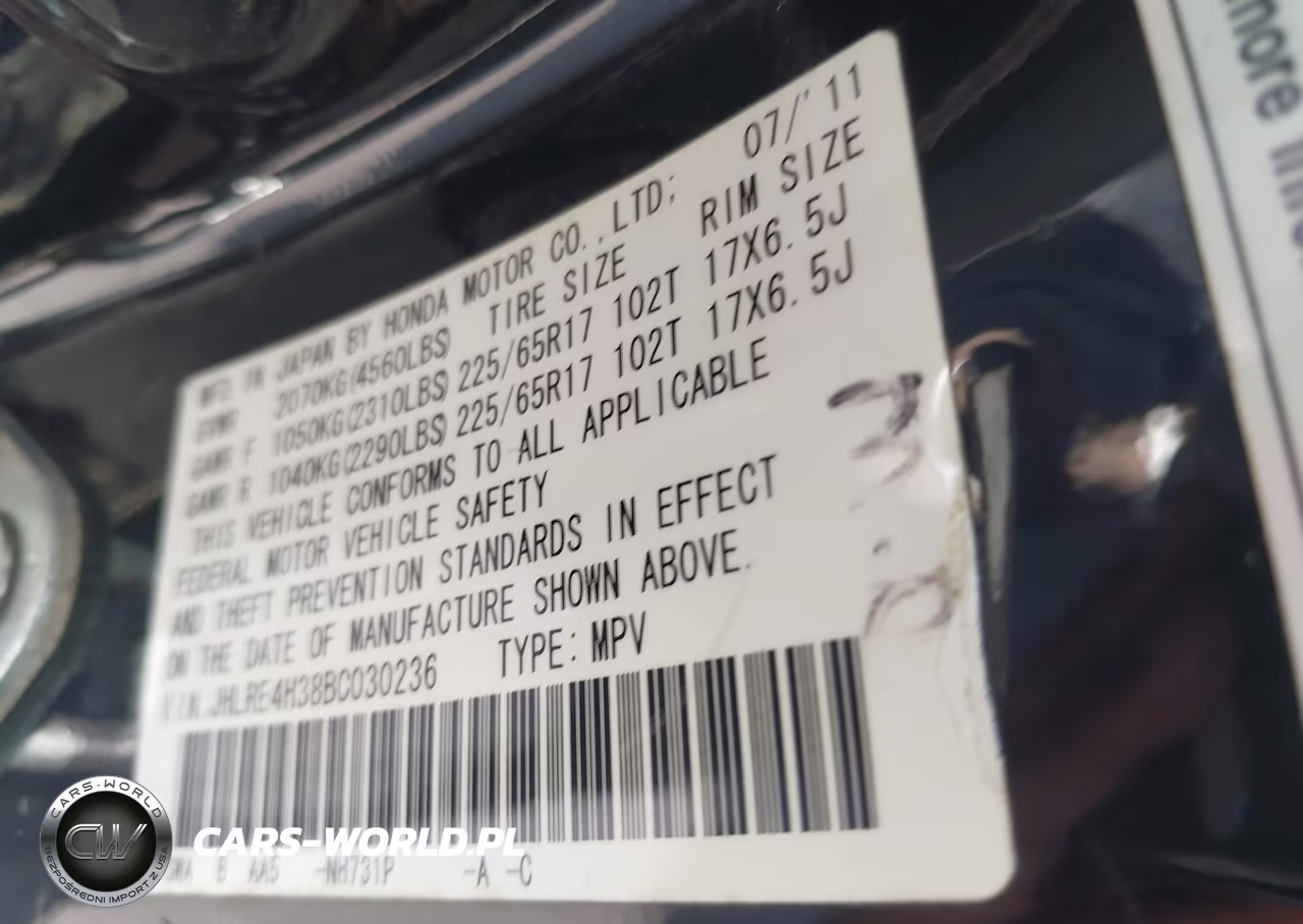 2011 Honda Cr-V Lx VIN:JHLRE4H38BC030236 - 9