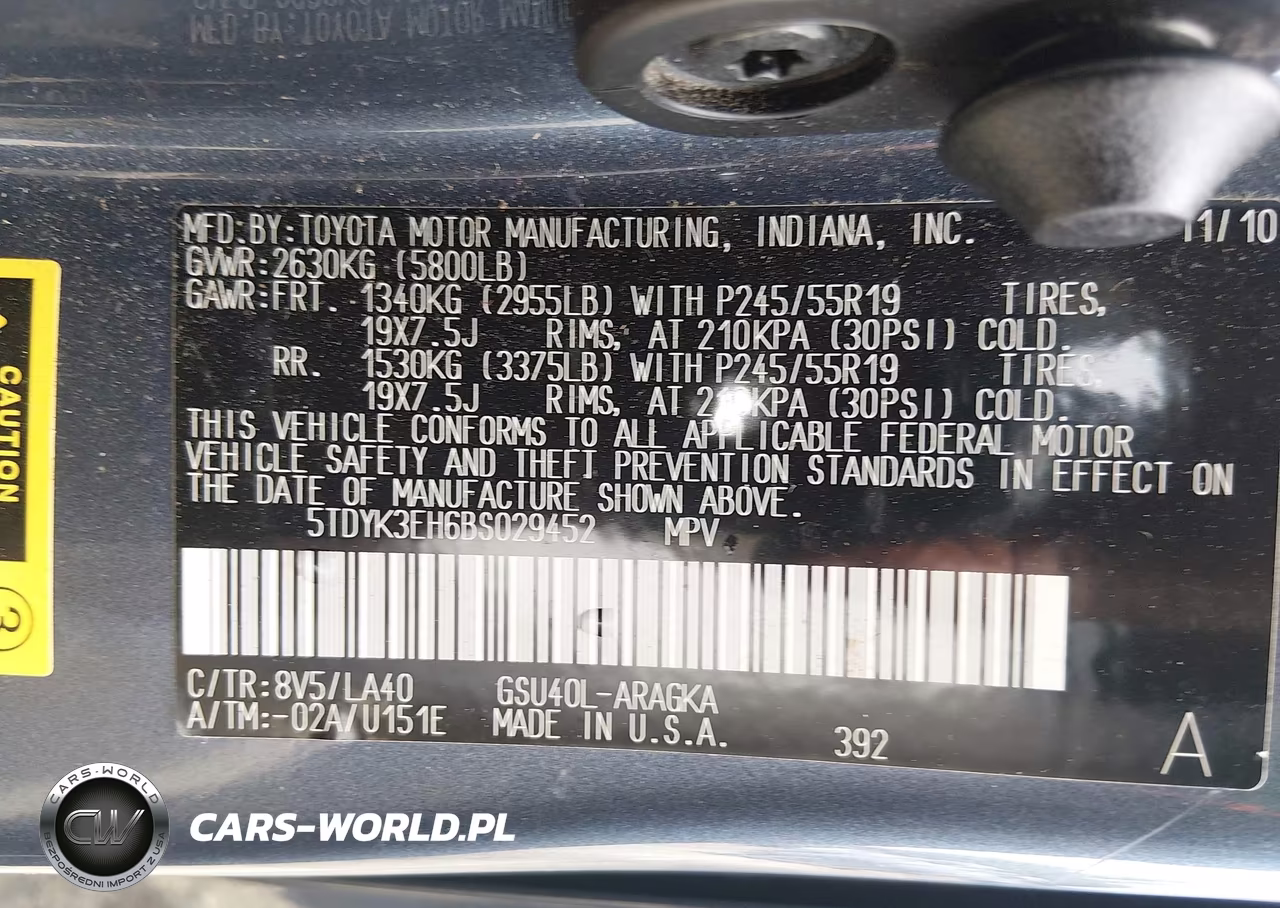 2011 Toyota Highlander Limited V6 VIN:5TDYK3EH6BS029452 - 9