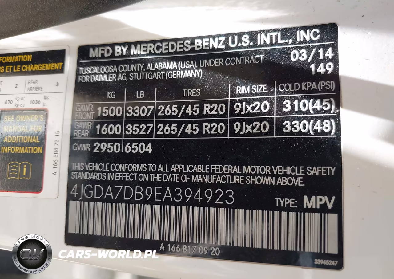 2014 Mercedes-Benz Ml 550 4Matic VIN:4JGDA7DB9EA394923 - 9