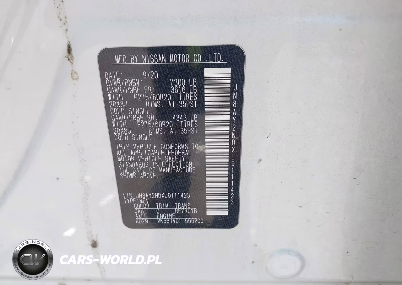 2020 Nissan Armada Sl 2Wd VIN:JN8AY2NDXL9111423 - 9