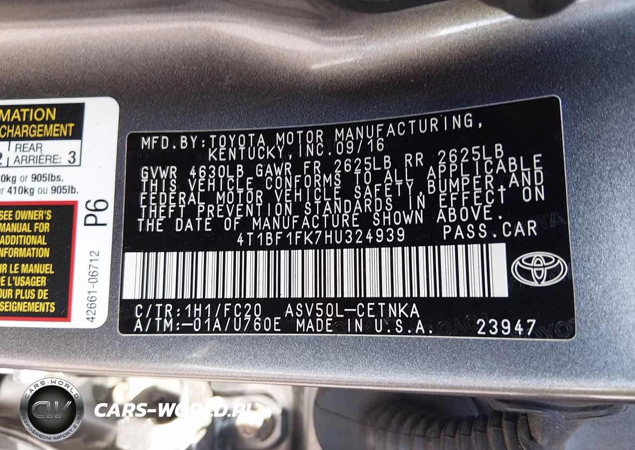 2017 Toyota Camry Le VIN:4T1BF1FK7HU324939 - 9