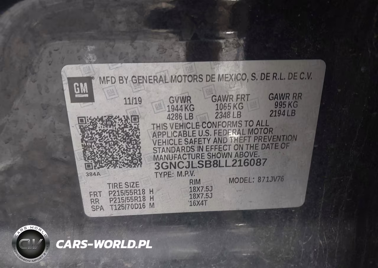 2020 Chevrolet Trax Fwd Lt VIN:3GNCJLSB8LL216087 - 9