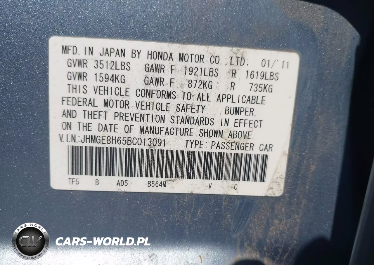 2011 Honda Fit Sport VIN:JHMGE8H65BC013091 - 9