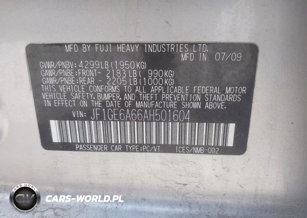 2010 Subaru Impreza 2.5I VIN:JF1GE6A66AH501604 - 9