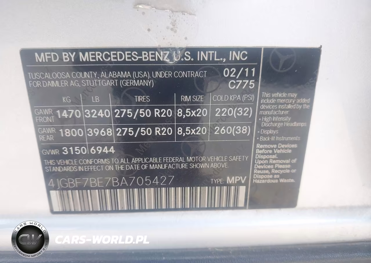 2011 Mercedes-Benz Gl 450 4Matic VIN:4JGBF7BE7BA705427 - 9