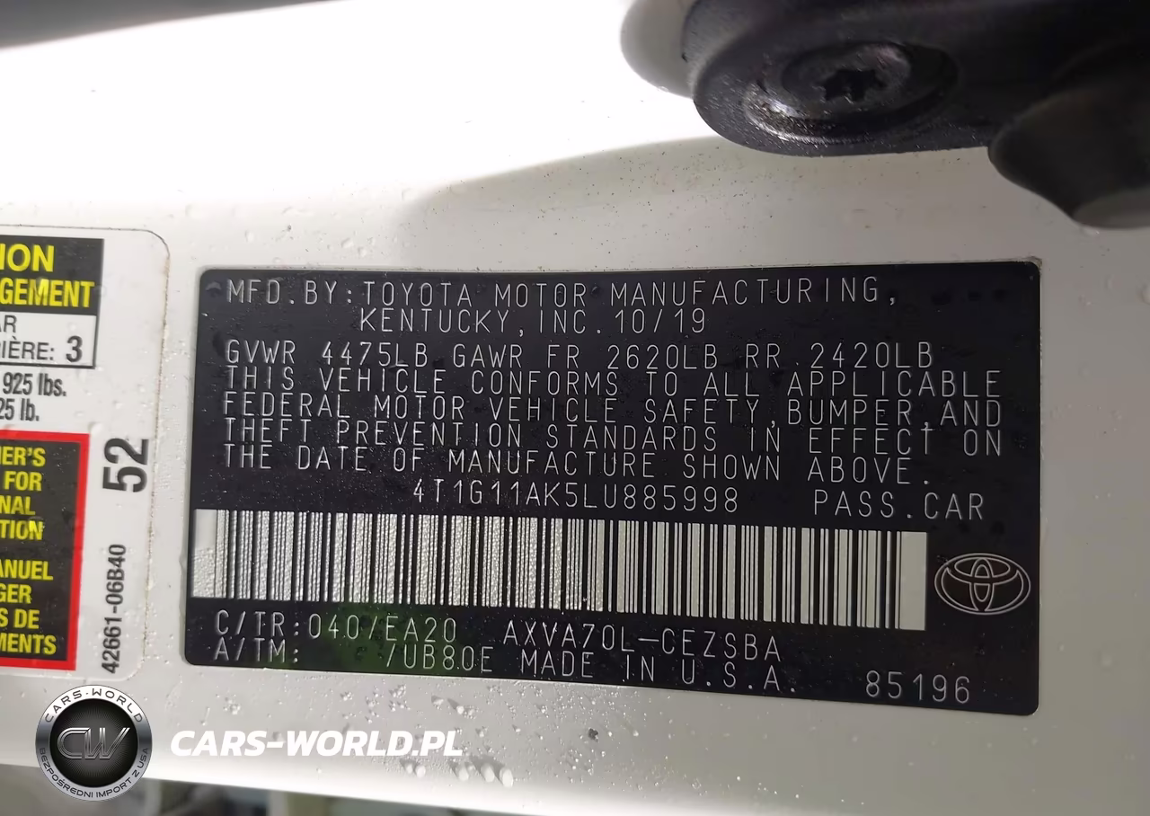 2020 Toyota Camry Se VIN:4T1G11AK5LU885998 - 9