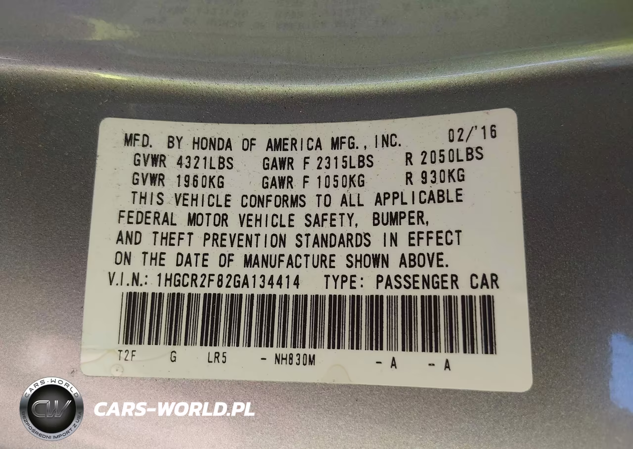 2016 Honda Accord Ex-L VIN:1HGCR2F82GA134414 - 9