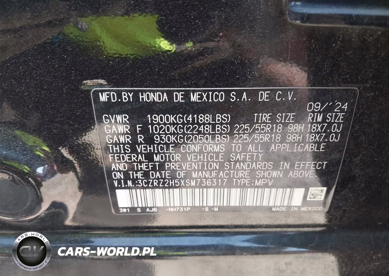 2025 Honda Hr-V Sport VIN:3CZRZ2H5XSM736317 - 9