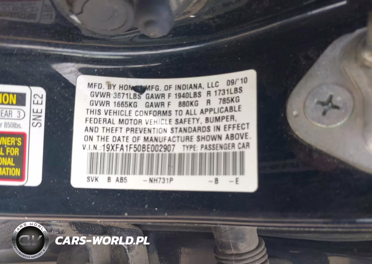 2011 Honda Civic Lx VIN:19XFA1F50BE002907 - 9