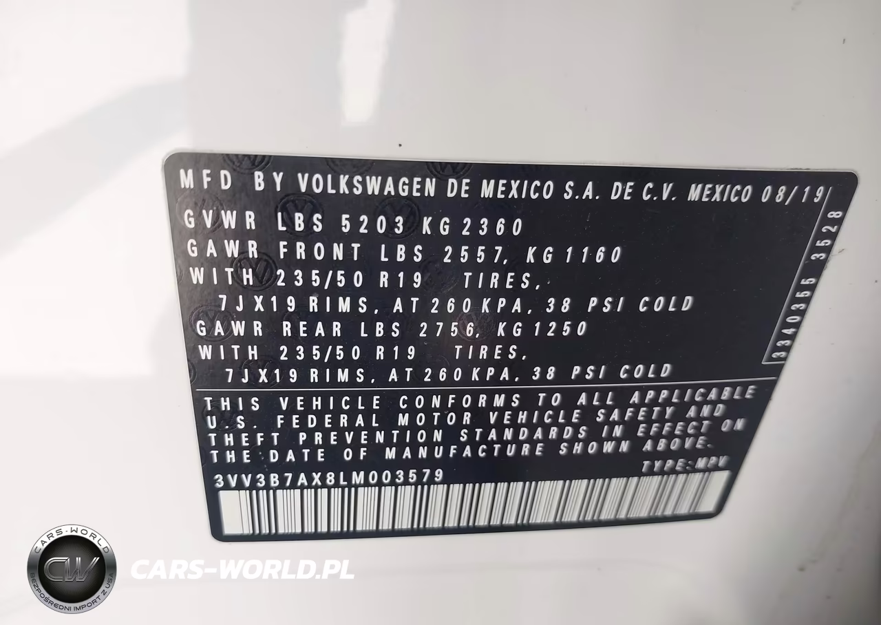 2020 Volkswagen Tiguan 2.0T Se-2.0T Se R-Line Black-2.0T Sel VIN:3VV3B7AX8LM003579 - 9