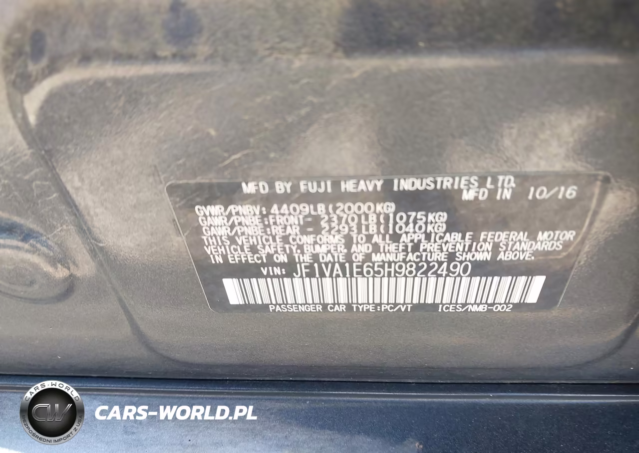 2017 Subaru Wrx Premium VIN:JF1VA1E65H9822490 - 9