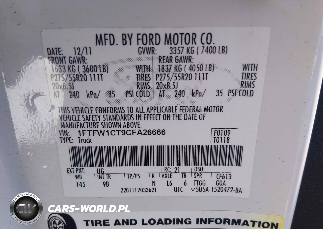 2012 Ford F-150 Fx2-King Ranch-Lariat-Platinum-Xl-Xlt VIN:1FTFW1CT9CFA26666 - 9