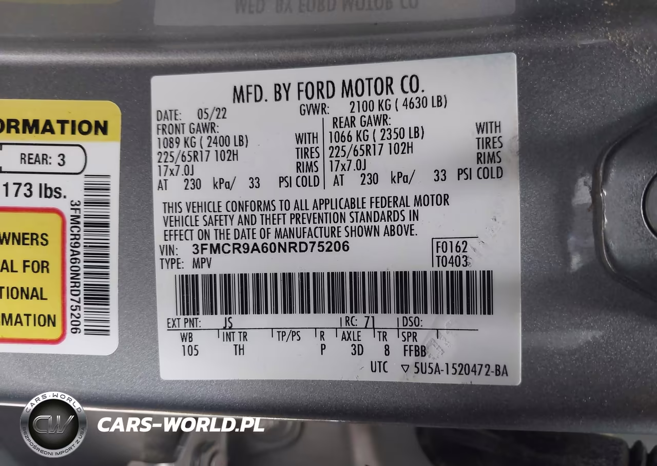 2022 Ford Bronco Sport VIN:3FMCR9A60NRD75206 - 9