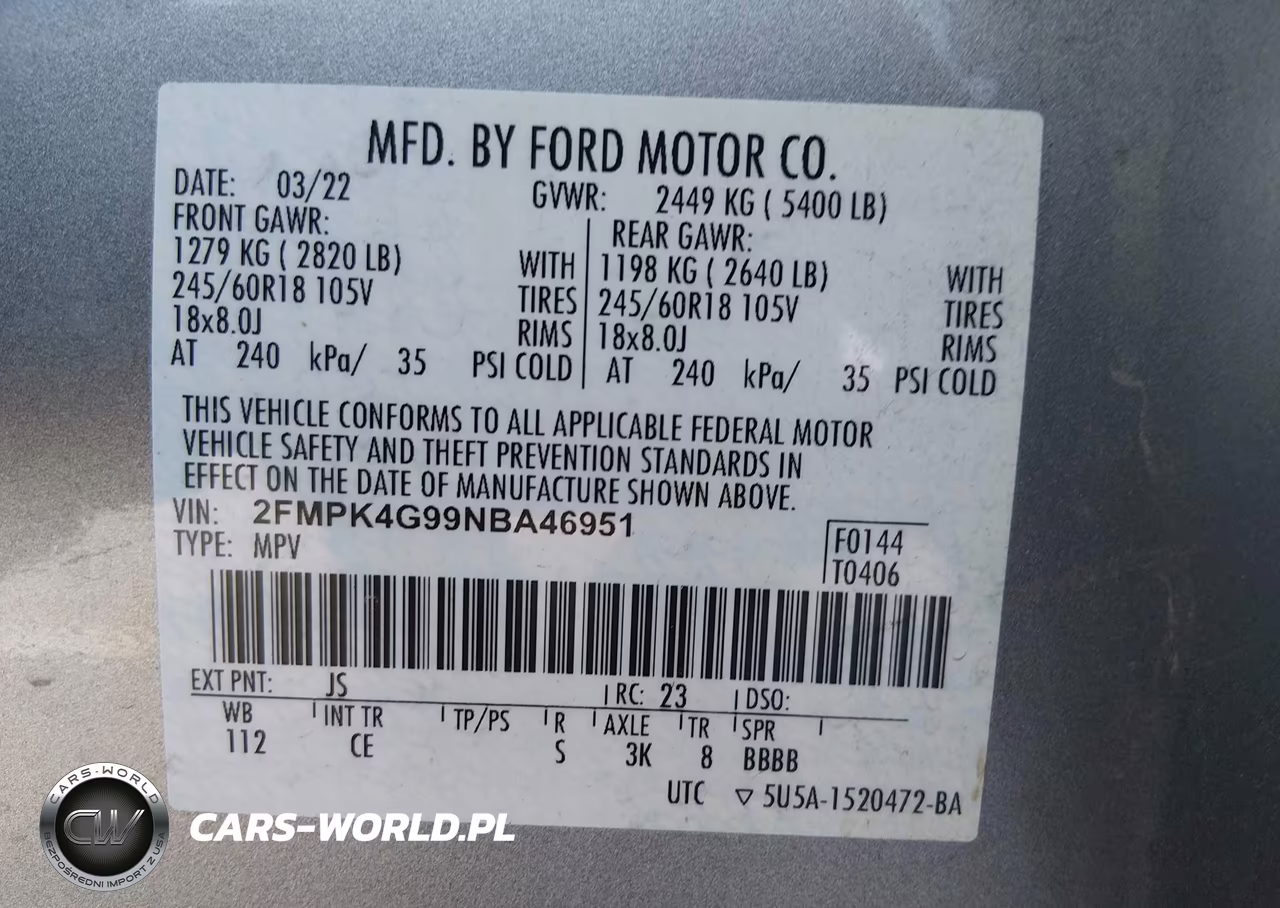 2022 Ford Edge Se VIN:2FMPK4G99NBA46951 - 9