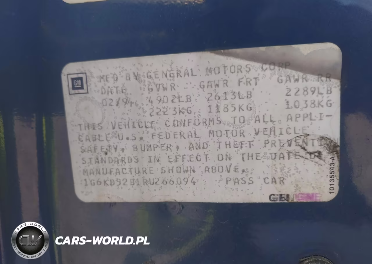 1994 Cadillac Deville VIN:1G6KD52B1RU266094 - 9