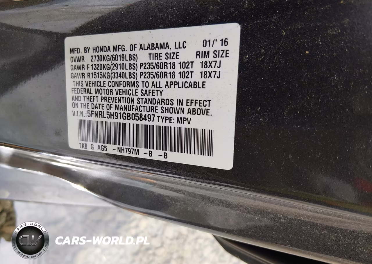 2016 Honda Odyssey Touring-Touring Elite VIN:5FNRL5H91GB058497 - 9