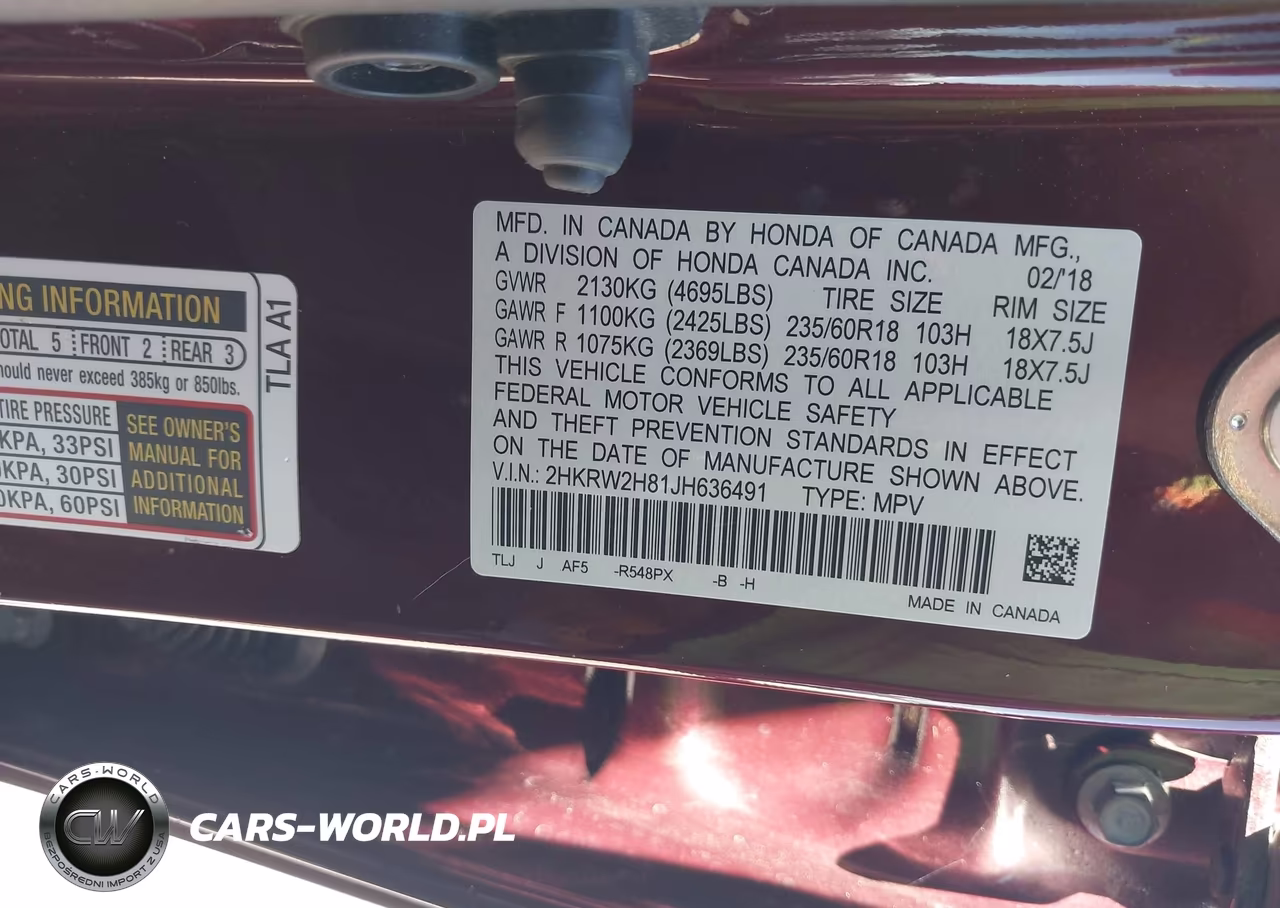 2018 Honda Cr-V Ex-L-Ex-L Navi VIN:2HKRW2H81JH636491 - 9